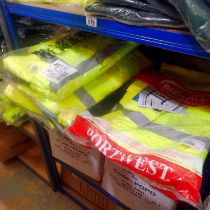 Four mixed yellow padded jackets. Not available for in-house P&P. THIS LOT MUST BE COLLECTED BY