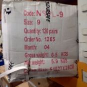 Coloursafe work gloves, size 9 x120. Not available for in-house P&P. THIS LOT MUST BE COLLECTED BY