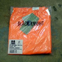 Black Knight orange overtrousers x9 and Black Knight green trousers, mixed sizes x10. Not