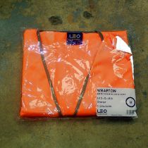 Leo Workwear mixed sized orange sleeved waistcoats x30. Not available for in-house P&P. THIS LOT