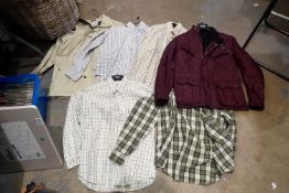 Six Barbour jackets and shirts, size small. Not available for in-house P&P