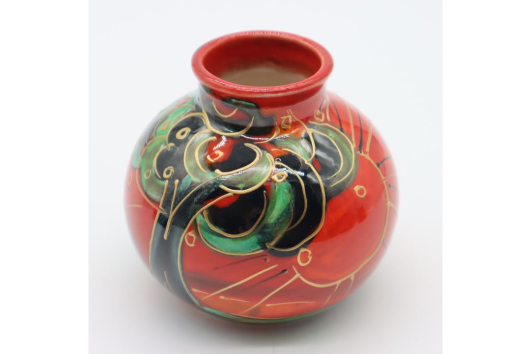 Anita Harris bulbous vase in the Deco Trees pattern, signed in gold to base, H: 90 mm. UK P&P - Image 1 of 2