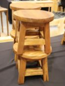 Four Lifestyle Arts Fair Trade new old stock hardwood stools, D: 27 cm H: 25 cm. Not available for