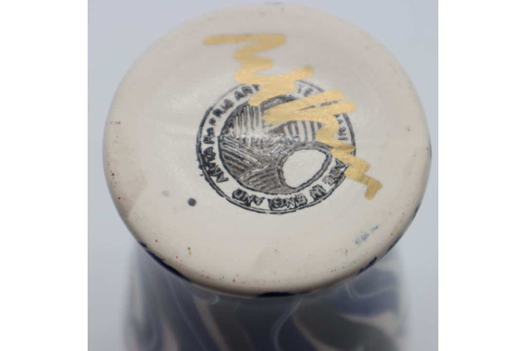 Anita Harris white ground vase in the blue and black colourway Fish pattern, signed in gold to base, - Image 4 of 4