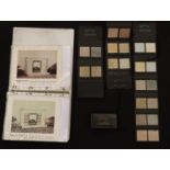 Mid-century Royal Venton ceramic tile samples used for marketing fireplace designs, with folder of
