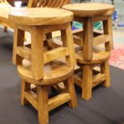 Four Lifestyle Arts Fair Trade new old stock hardwood stools, D: 27 cm H: 25 cm. Not available for