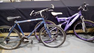 Two bicycles Dunlop with full suspension and Diamondback. Not available for in-house P&P