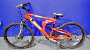 Rhino mountain bike with full suspension, 16 inch frame, 24 inch wheel. Not available for in-house