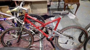 Marin mountain bike with full suspension, 20 inch frame and 25 inch wheel. Not available for in-