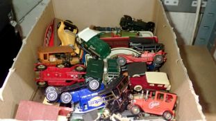 Box of mixed diecast vehicles to include Matchbox and Lledo. Not available for in-house P&P
