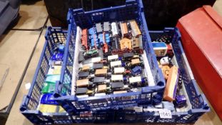 Three trays of diecast model cars including miniature vintage cars. Not available for in-house P&P