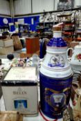 Two Bells whisky Wade decanters, full/sealed Princess Eugenie 1990 and empty 1998 Christmas. Not