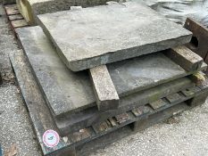 Three large slate slabs, largest measures 103cm w x 93cm l x 8cm h