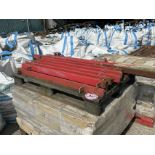Quantity of galvanised metal railing posts and a matching gate post, gate post 177cm h