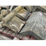Four assorted pier caps, largest measures 35cm w x 65cm l x 35cm h