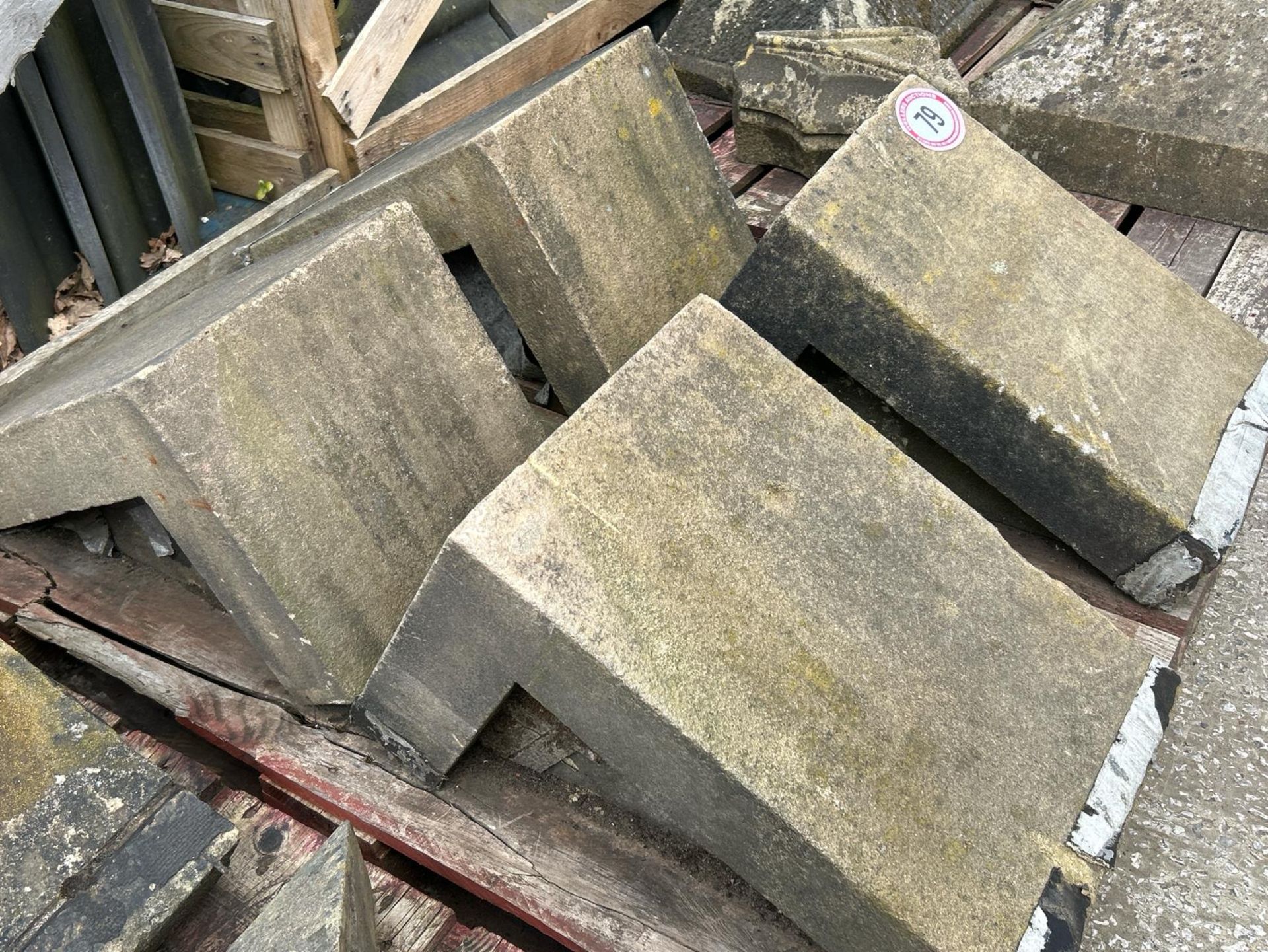 Four matching coping stones, 36cm w x 62cm l x 35cm h