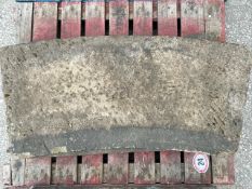 Two stone slabs inc. a curved piece, largest measures 57cm w x 123 l x 9cm h