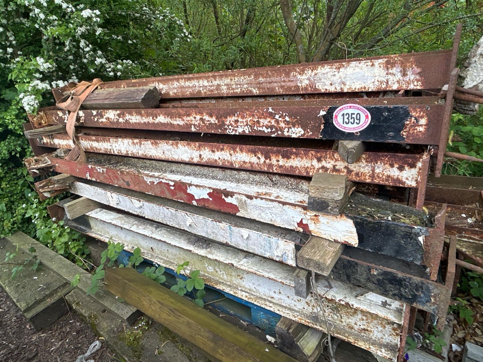 Approx 22 19th C Cast iron girders (RSJs) , various lengths, largest 257cm l x 10cm w (from web) x