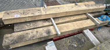 Five concrete beams, 21cm w 270cm l x 14cm h