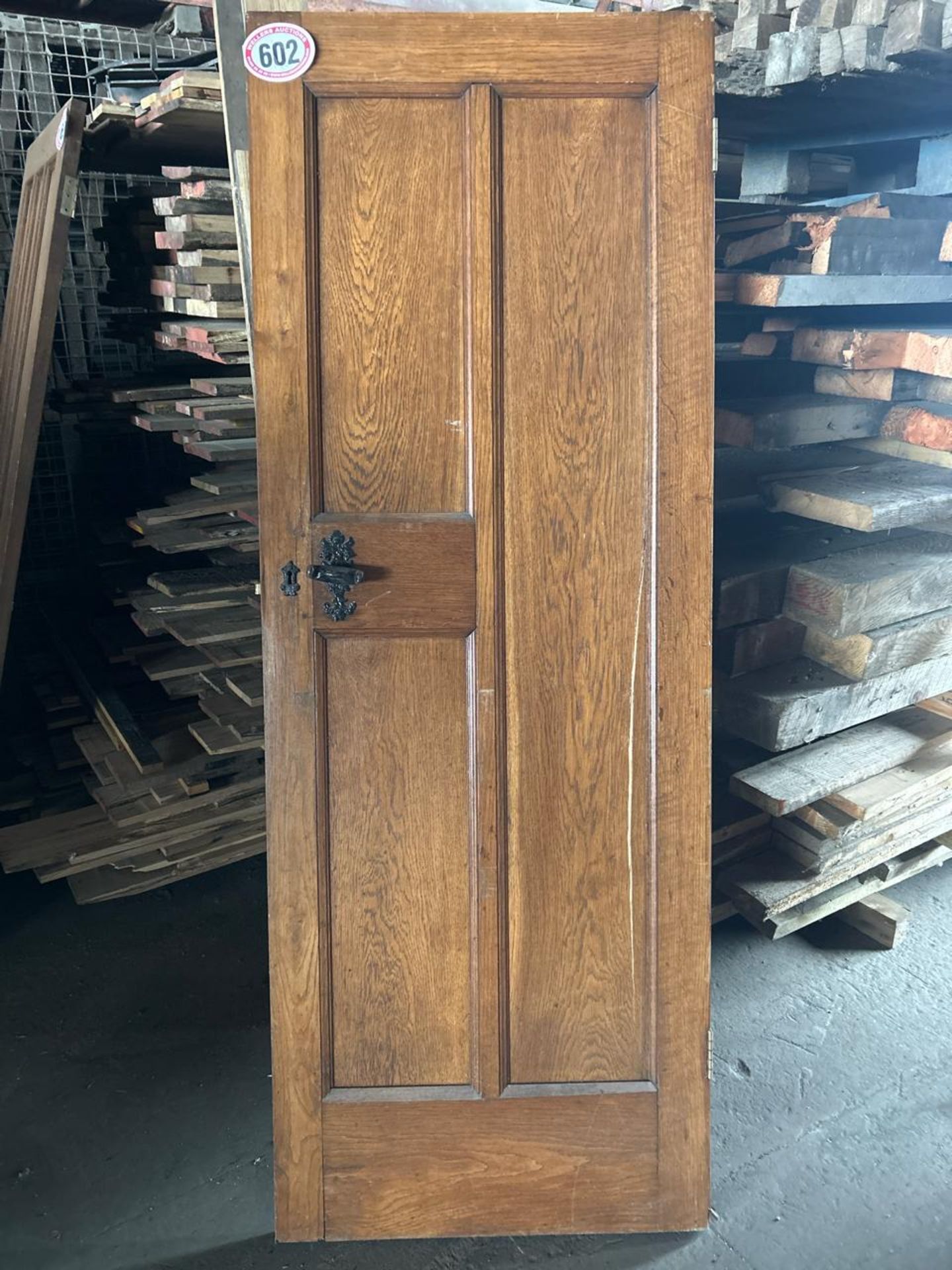 Four panel Oak door in need of repair, 71cm w x 191cm h