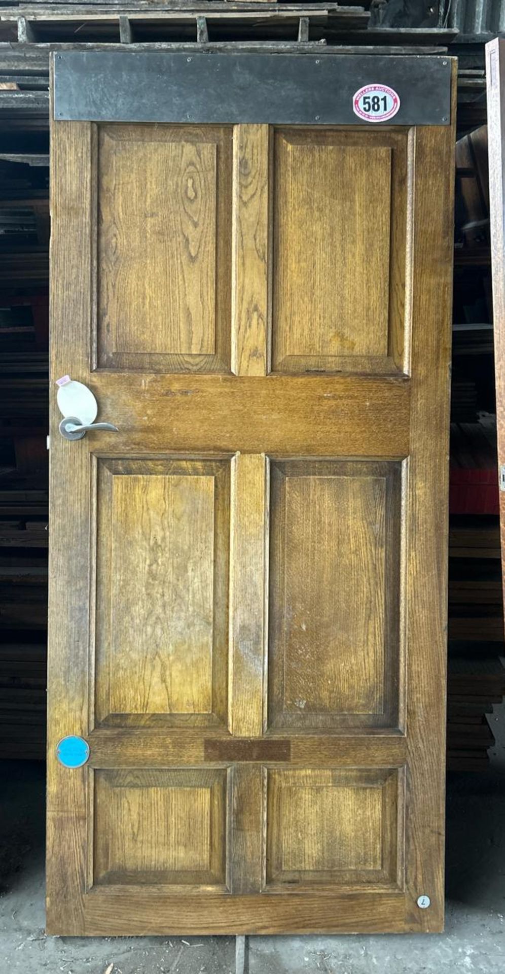 Six panel Oak fire door, 93cm w 202cm h