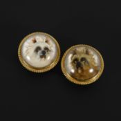 Hemdknöpfe mit Hundedarstellungen in Essex Crystal.