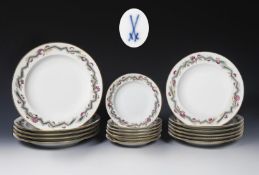 18 Art déco-Teller. Meissen.