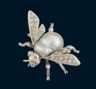 Perlen-Diamant-Insektenbrosche.