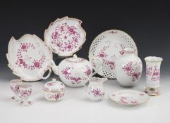 11 Porzellane "Indisch Purpur". Meissen.