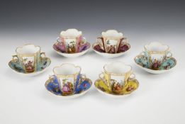 6 Vierpasstassen mit Vierfeldermalerei. Helena Wolfsohn.