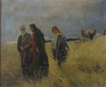 Bild Öl auf Leinwand Jesus mit Jüngern 19/20. JH