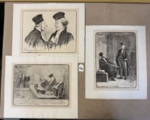 3 Grafiken Honoré Daumier in der Platte monogrammiert 