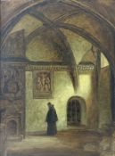 Bild Öl auf Karton, Mönch im Kloster