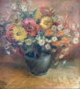 Bild Öl auf Holz. Blumenstrauß Links unten signiert K.D. 1956