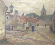 Bild Öl auf Leinen, rechts unten signiert E. Kampf hier Eugen Kampf (1861-1933). Kleinstadtidylle.