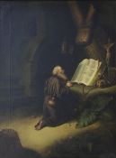 Bild Öl auf Leinwand. Betender Mönch 19. JH. rechts unten undeutlich signiert. Maße 44x57 cm