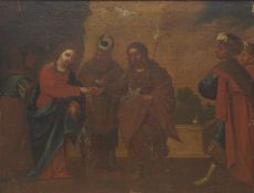 Bild Öl auf Leinwand aufgezogen. Wohl 17./ 18 JH mit Farbfehlstellen. Unsigniert. Christliche