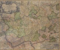 Eine alte Karte von Ioh. Baptista Homanno.. Grenzkoloriert. Region Schwalbach. 57x 49 cm