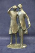 Skulptur Bronze monogrammiert BG datiert 92 (1992). Nr. 1 von 7. Höhe 36 cm. Regenspaziergang.