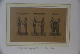 3 Grafiken 19. JH. Zum Thema Schwimmen und Transport von Verunglückten. Maße 13x21 cm