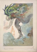 Dali Original Farbholzschnitt/ Xylographie. Die Riesen aus Dantes göttlicher Kommödie. 60er Jahre