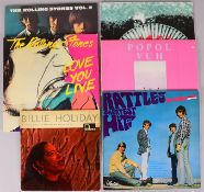 Kleines Rockalben-Sammlerkonvolut, Vinyl, verschiedene Rockbands, 6 LPs: je 1x Billie Holiday, 1x Ra