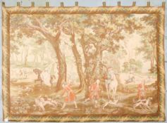 Großer antiker Gobelin/Wandteppich (flämisch, 19. Jhdt.), 'Jagdszenen', Gewebe hinterfüttert; Maße 1