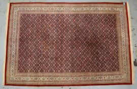 Indo-Orientteppich, feste Knüpfung, mit Herati-Muster durchgemustert, hoher Flor