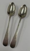 A pair of 18th Century silver picture back spoons.