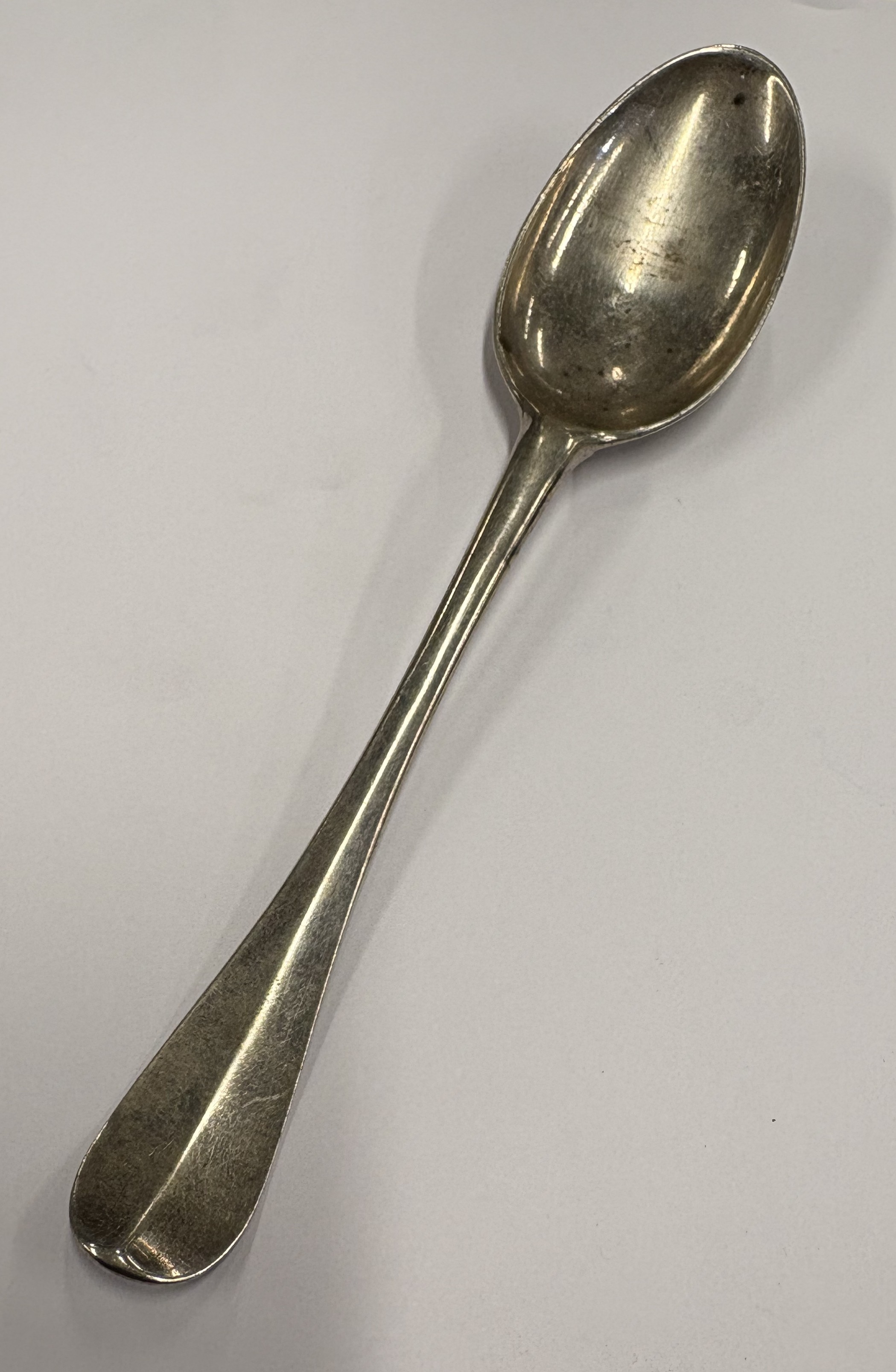 An 18th Century Continental silver bottom marked spoon.