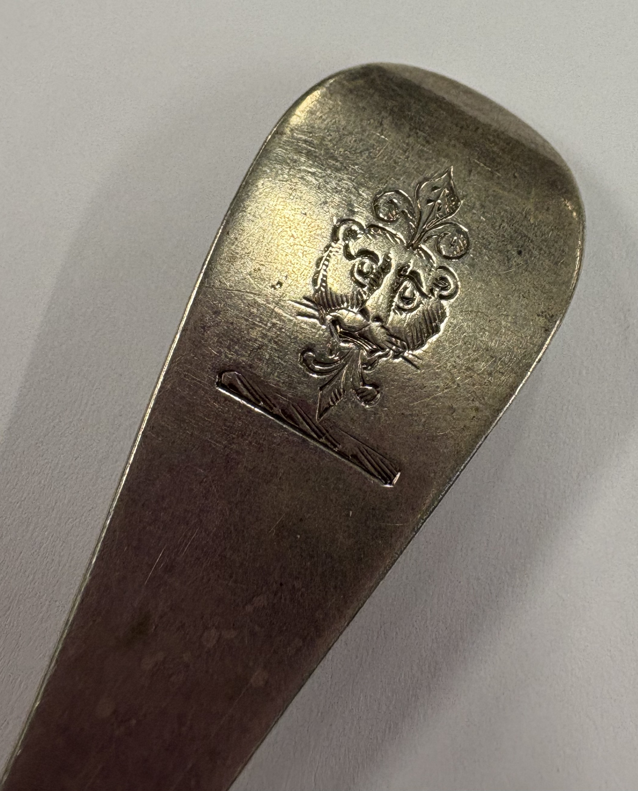 An 18th Century Continental silver bottom marked spoon.