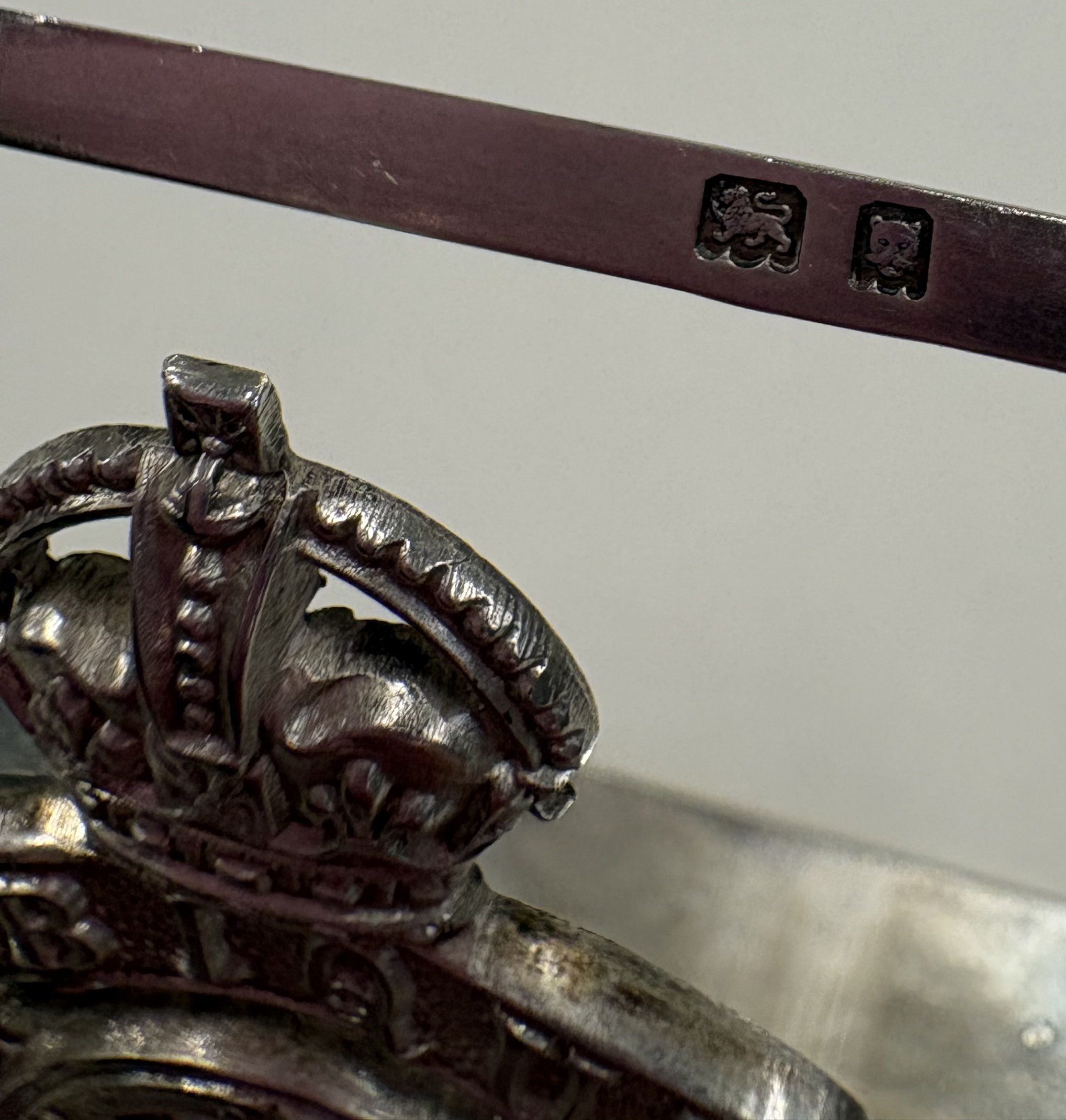 A rare pair of heavy silver regimental menu holders. - Image 4 of 4