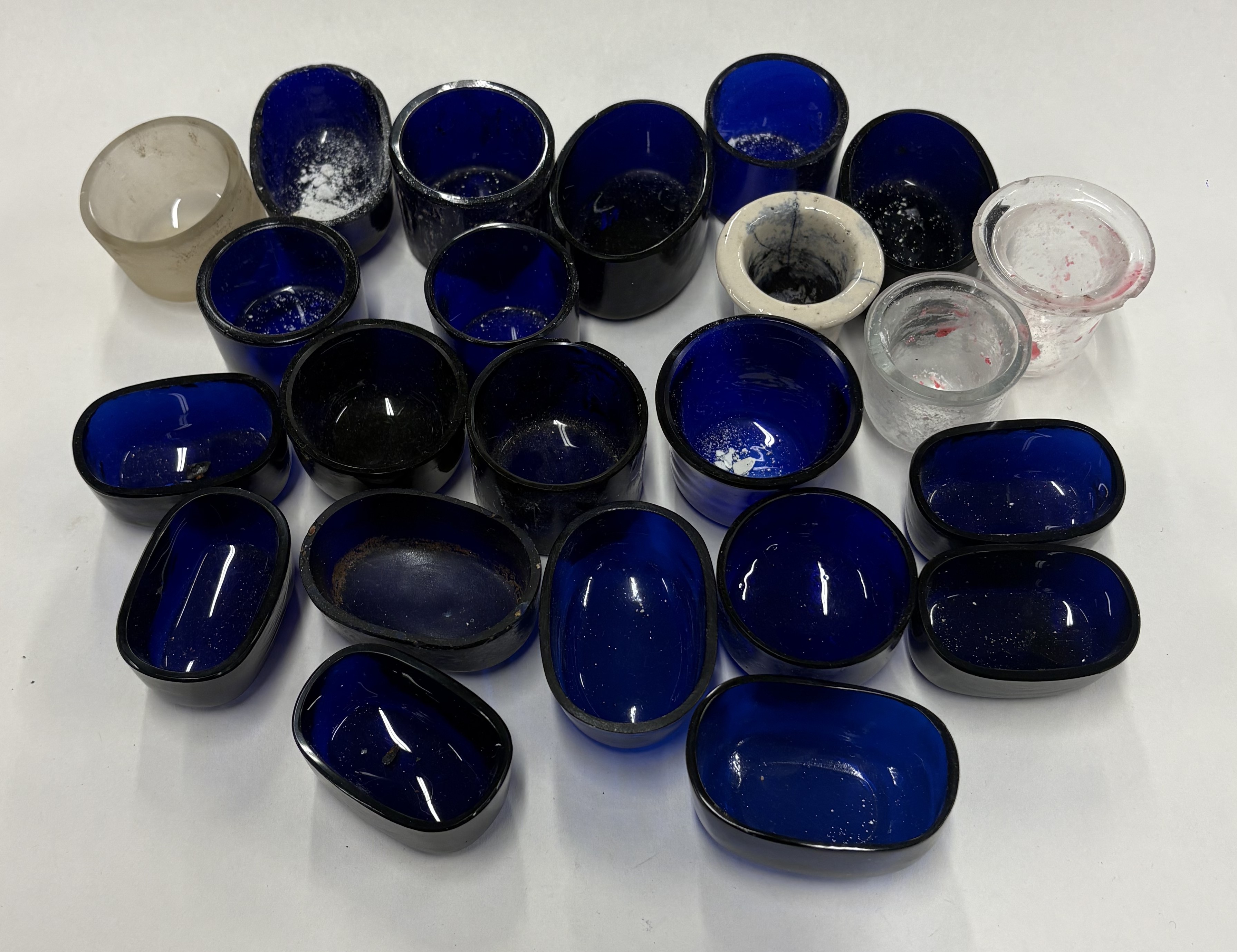 A selection of various blue glass liners and inkwell liners. - Image 2 of 2
