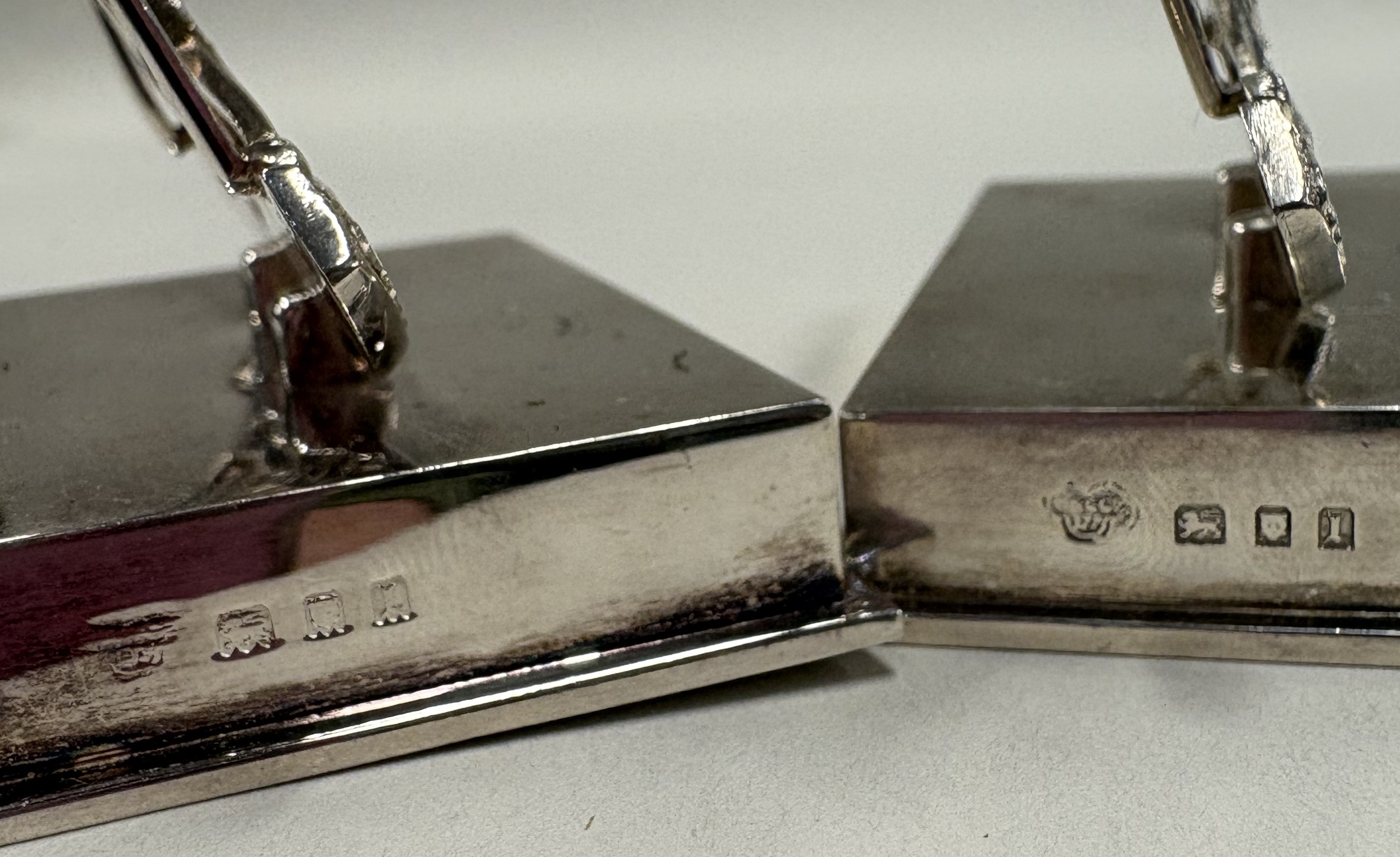A rare pair of heavy silver regimental menu holders. - Image 3 of 4